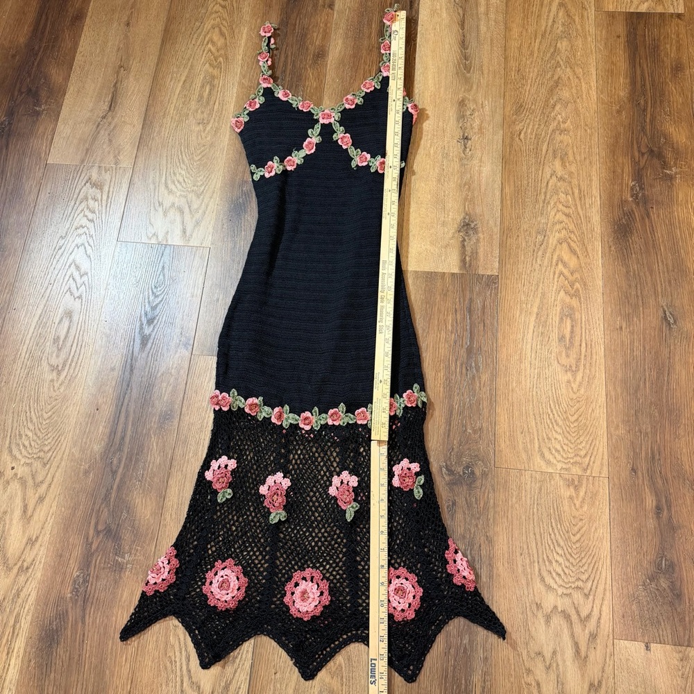 Vintage Y2K Beaded Dress Vintage Crochet Dress Vintage Beaded Dress Floral Fairy - Picture 8 of 13